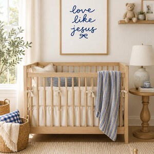 Estampado "Ama como Jesús" / Arte mural cristiano / Cita bíblica sobre la fe / Decoración para el hogar y la habitación infantil en letra cursiva azul marino / Descarga digital imprimible