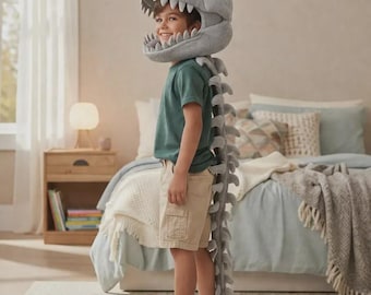 Disfraz de esqueleto de dinosaurio 3D de peluche / Conjunto de disfraz de T-Rex para niños