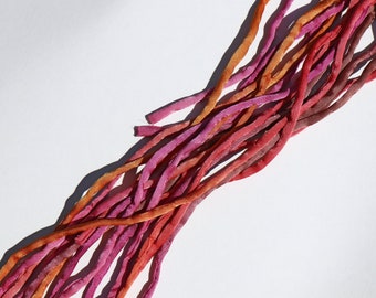 Thick hand dyed silk cord / rolled ribbon, crepe satin silk, 1.5 meter length, 4-5 mm thick, stringing material, diy jewellery making
