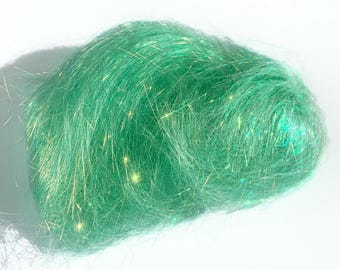 Angelina for spinning, felting, silk paper making, 5 grams super sparkly effect fiber, hot-fix, heat bondable, Mint Sparkle, green