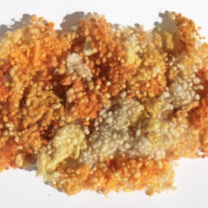 Hand dyed wool nepps for felting and spinning, yellow & cream effect fibre, 15 gm