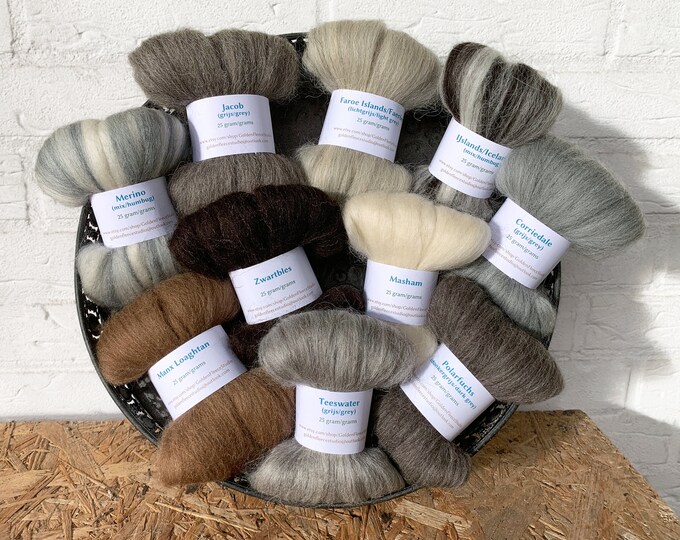Sheep Samples Sheep Breed Sampler Natural Colours III - Sample Pack With 10 Types of ...
