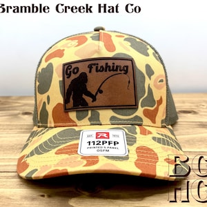 Yeti "Go Fishing" Leather Patch Trucker Hat – Richardson 112: Five Panel Hats