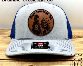 Post Tenebras Lux Leather Patch Trucker Hat – Richardson 112