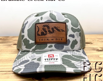 Patriotic "Join or Die" Leather Patch Trucker Hat – Richardson 112: Five Panel Hats