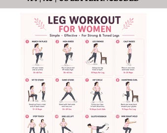 Leg Workout for Women Printable | 16 Bodyweight Exercises, Glute Training (PDF)