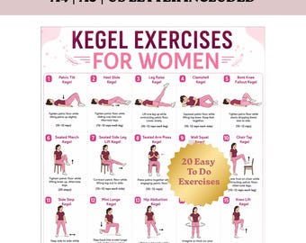 Kegel Exercises for Women Printable PDF | Pelvic Floor Workout Chart | Bladder Control, Core Strength & Women's Health Poster