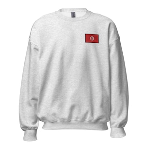 Tunesien Pullover Bestickt Minimalist Sweatshirt Tunesien Flagge Stickerei Pulli Brust Stick Crewneck Tunis Geschenk Afrika Jumper Wear