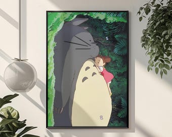 Plakat z filmu „Mój sąsiad Totoro i Mei” | Klasyczna grafika ścienna Studio Ghibli | Fantazyjny nadruk anime | Uroczy wystrój sypialni Totoro | Nostalgiczny prezent filmowy
