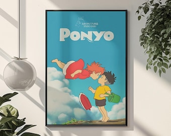 Ponyo Movie Poster | Studio Ghibli Anime Print | Vintage Ocean Fantasy Wall Art | Miyazaki Film Decor | Cute Anime Poster | Kids Room Decor
