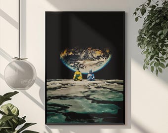 Plakat Cyberpunk Edgerunners | Grafika ścienna z anime science fiction | Futurystyczna scena księżycowa | Neonowa dekoracja pokoju z mangą | Prezent dla fana anime nowej generacji