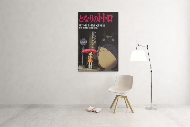 Min granne Totoro-affisch | Studio Ghibli Anime-tryck | Vintage japansk väggkonst | Dekor i Ukiyo-e-stil | Söt Totoro 90-tals estetisk gåva bild 3