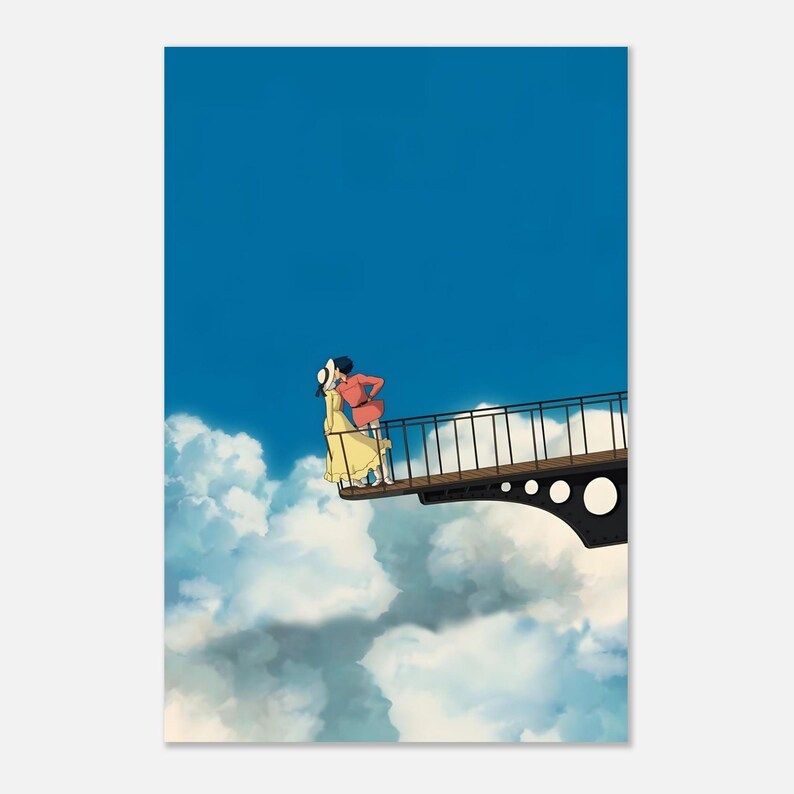 Howls Moving Castle Poster | Studio Ghibli Anime Wall Art | Romantic Sky Scene Print | Vintage Aesthetic Movie Decor | Classic Anime Gift image 5