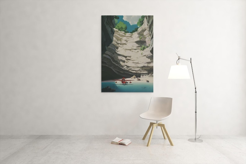 Póster de Porco Rosso / Arte mural de anime de Studio Ghibli / Lámina estilo Ukiyo-e vintage / Decoración de películas con estética anime / Ilustración retro japonesa imagen 3