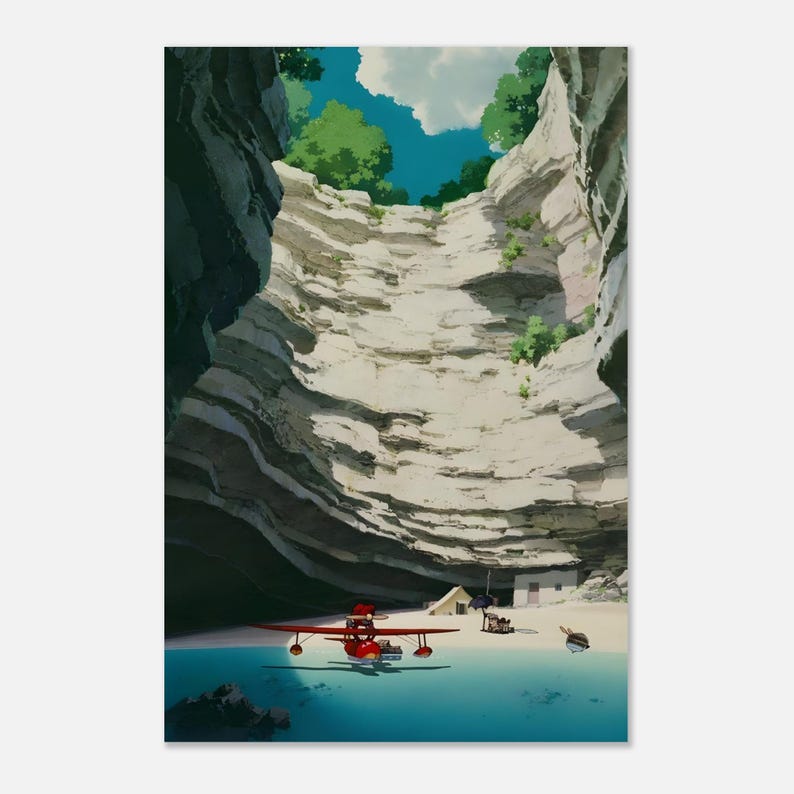Póster de Porco Rosso / Arte mural de anime de Studio Ghibli / Lámina estilo Ukiyo-e vintage / Decoración de películas con estética anime / Ilustración retro japonesa imagen 5