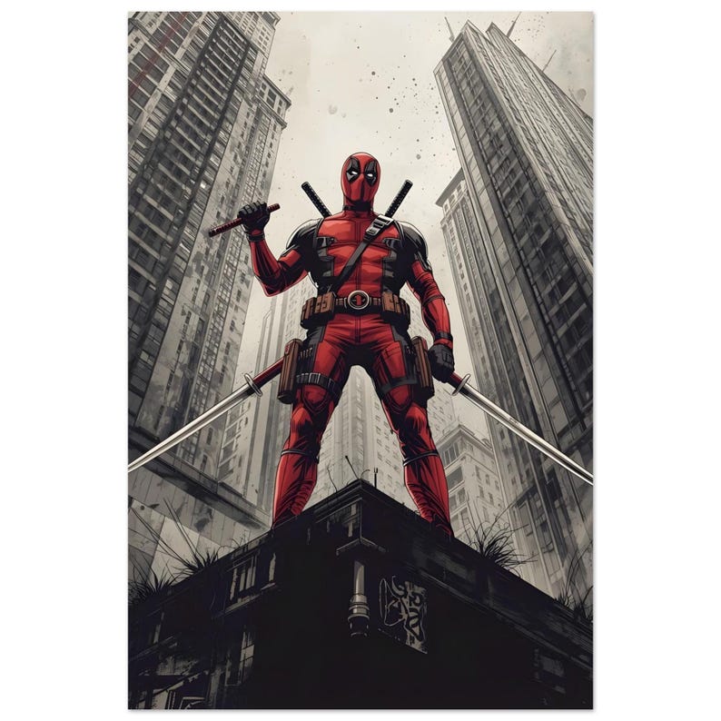 Deadpool Comic Poster | Marvel Anti Hero Wall Art | Superhero Action Print | Deadpool Fan Room Decor | Marvel Comic Book Style Poster image 5