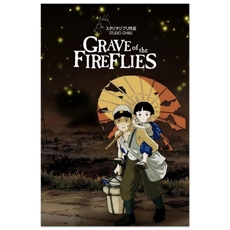 Póster de La tumba de las luciérnagas / Arte mural de anime de Studio Ghibli / Lámina de película emotiva / Decoración de anime japonés / Regalo para fans de Ghibli imagen 5