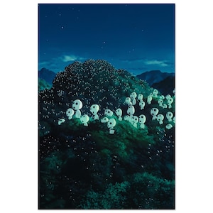 Princess Mononoke Kodama Spirits Poster | Studio Ghibli Wall Art | Anime Forest Print | Japanese Movie Decor | Mystical Aesthetic Gift image 5