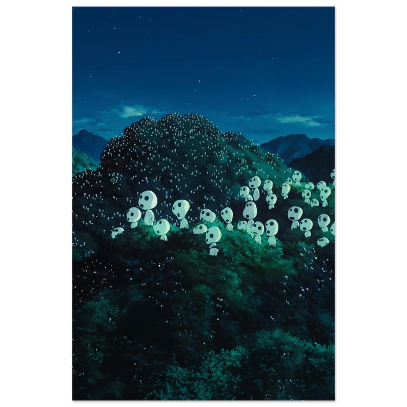 Princess Mononoke Kodama Spirits Poster | Studio Ghibli Wall Art | Anime Forest Print | Japanese Movie Decor | Mystical Aesthetic Gift image 5