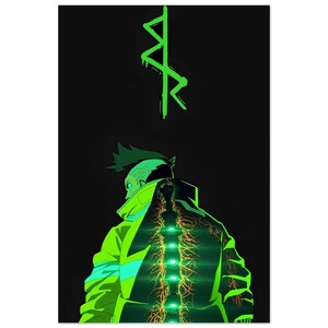 Póster de Cyberpunk Edgerunners / Arte mural de anime cyberpunk para videojuegos / Decoración de habitación de ciencia ficción neón / Lámina de anime futurista / Regalo distópico para gamers imagen 5