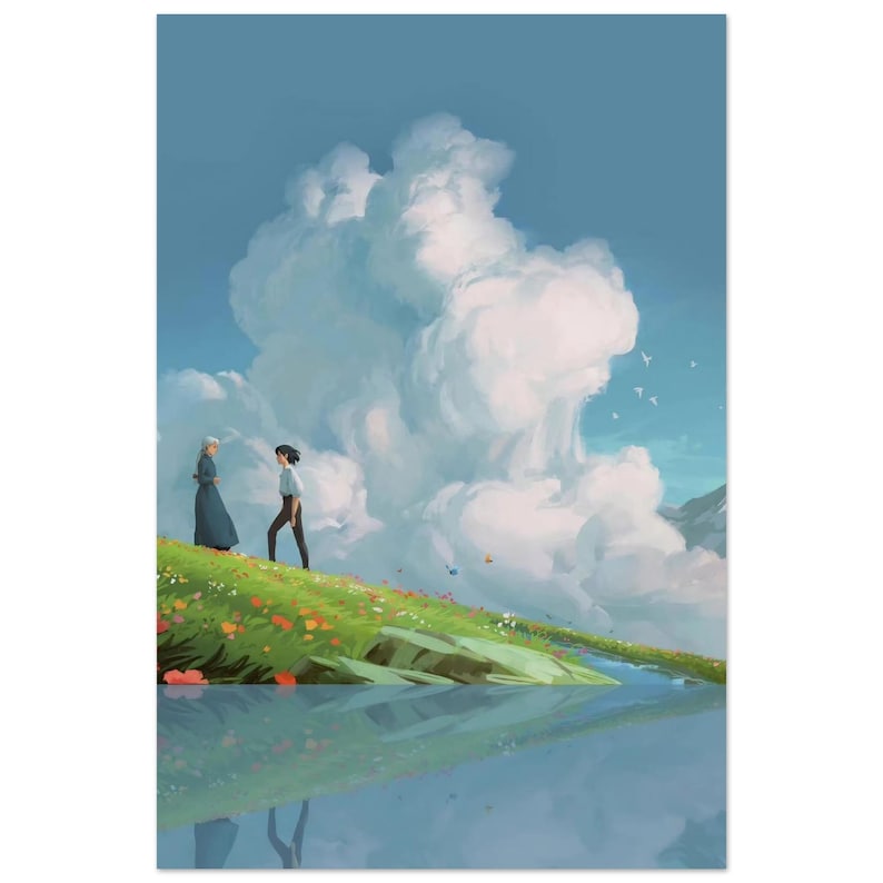 Howl’s Moving Castle Landscape Poster | Studio Ghibli Anime Wall Art | Dreamy Fantasy Scene Print | Cozy Japanese Room Decor | Miyazaki Gift image 5