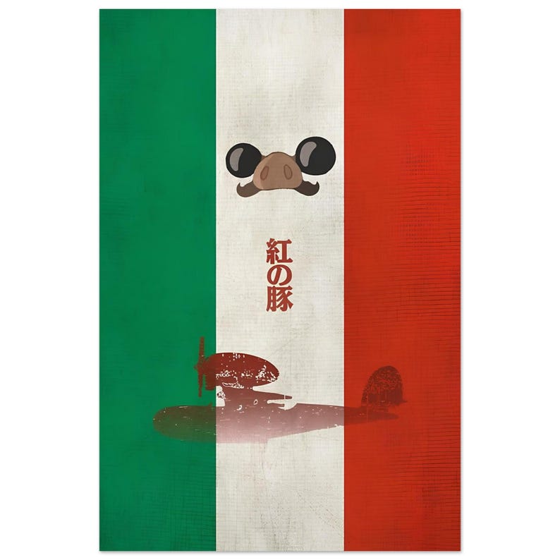 Poster minimalista di Porco Rosso / Arte da parete Studio Ghibli / Stampa anime vintage / Decorazione per la stanza in stile retrò giapponese / Regalo per fan di film anime e aerei immagine 5