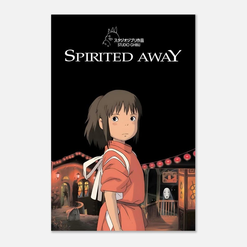 Póster de El viaje de Chihiro / Lámina de anime de Studio Ghibli / Arte mural de películas de Miyazaki / Decoración de fantasía japonesa / Regalo vintage para fans del anime / Arte cinematográfico Y2K imagen 5