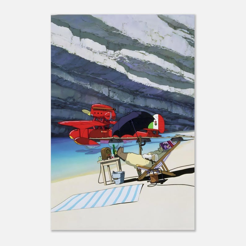 Affiche Porco Rosso | Art mural animé Studio Ghibli | impression de film rétro vintage | Décor d'animation japonais | Affiche de film esthétique image 5