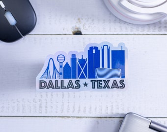 Dallas Skyline Holographic Sticker. Laptop, journal, notepad stickers.