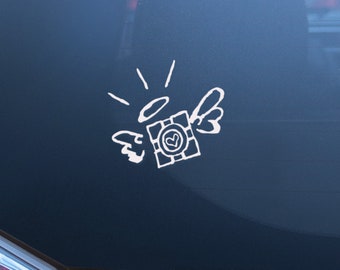 Winged Companion Cube. Portal Inspired. Vinyl Decal, Laptop Sticker, Car Decal. Choose Your Color Decal