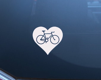 Bike Heart Vinyl Decal, Cycling Love Sticker