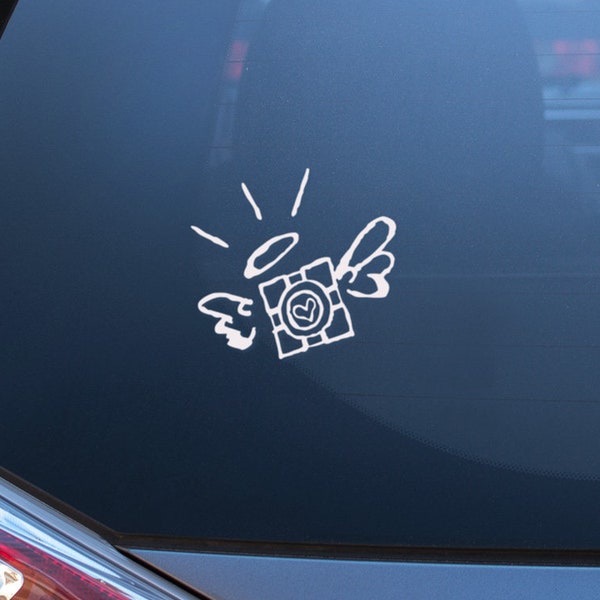 Winged Companion Cube. Portal Inspired. Vinyl Decal, Laptop Sticker, Car Decal. Choose Your Color Decal