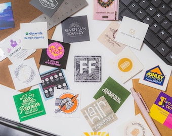 2" Square Business Cards. Custom-made, 16pt paper, gloss & matte finish options.