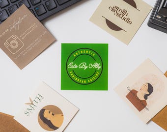 3" x 3" Postcards. Custom-made, 16pt paper, gloss & matte finish options.