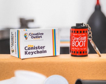 CineStill 800T 35mm Film Canister Keychain w/Custom-Made Film Box