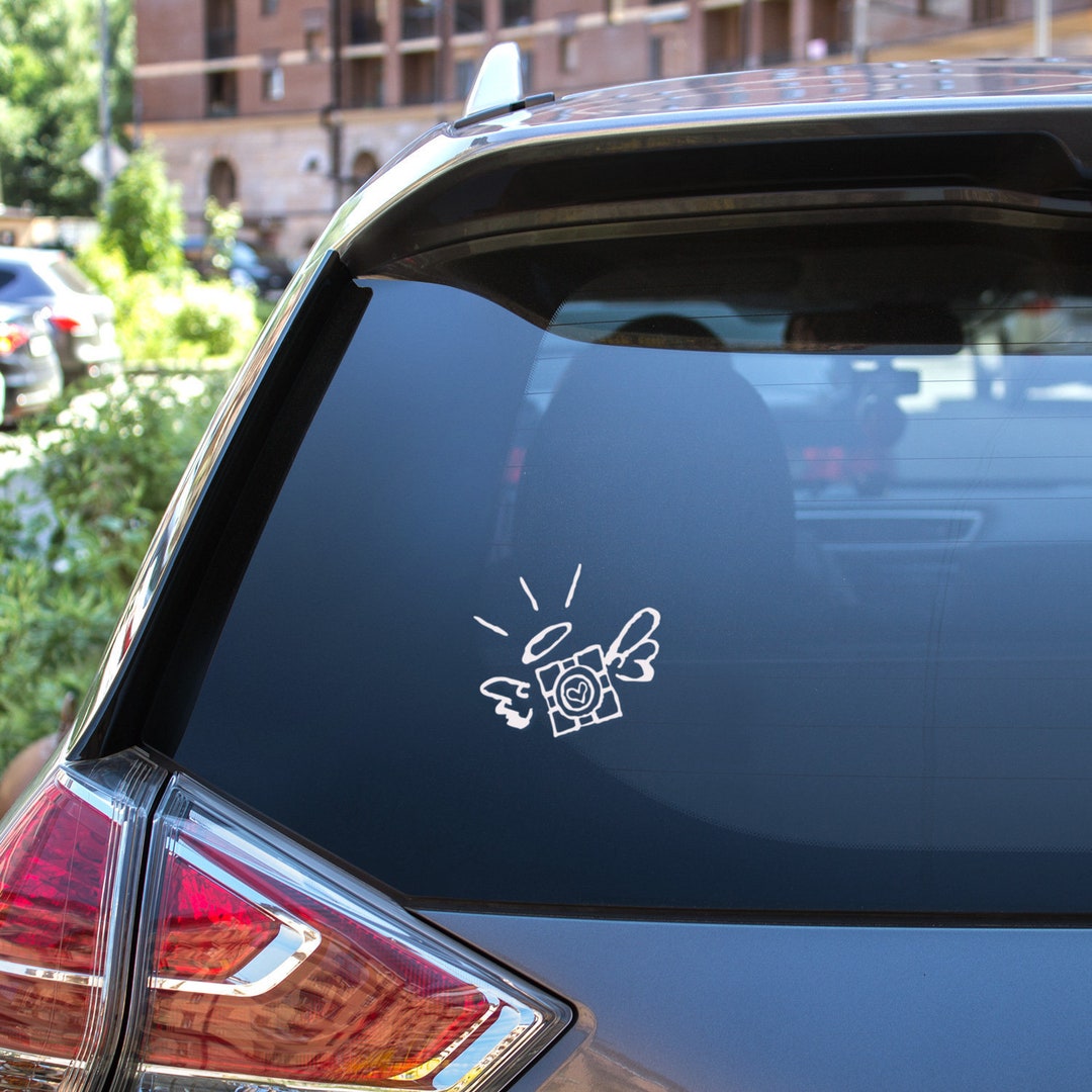 Winged Companion Cube. Portal Inspired. Vinyl Decal, Laptop Sticker, Car Decal. Choose Your Color Decal