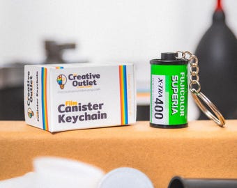 Fuji Superia X-Tra 400 35mm Film Canister Keychain w/Custom-Made Film Box