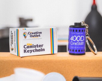 CineStill 400D 35mm Film Canister Keychain w/Custom-Made Film Box