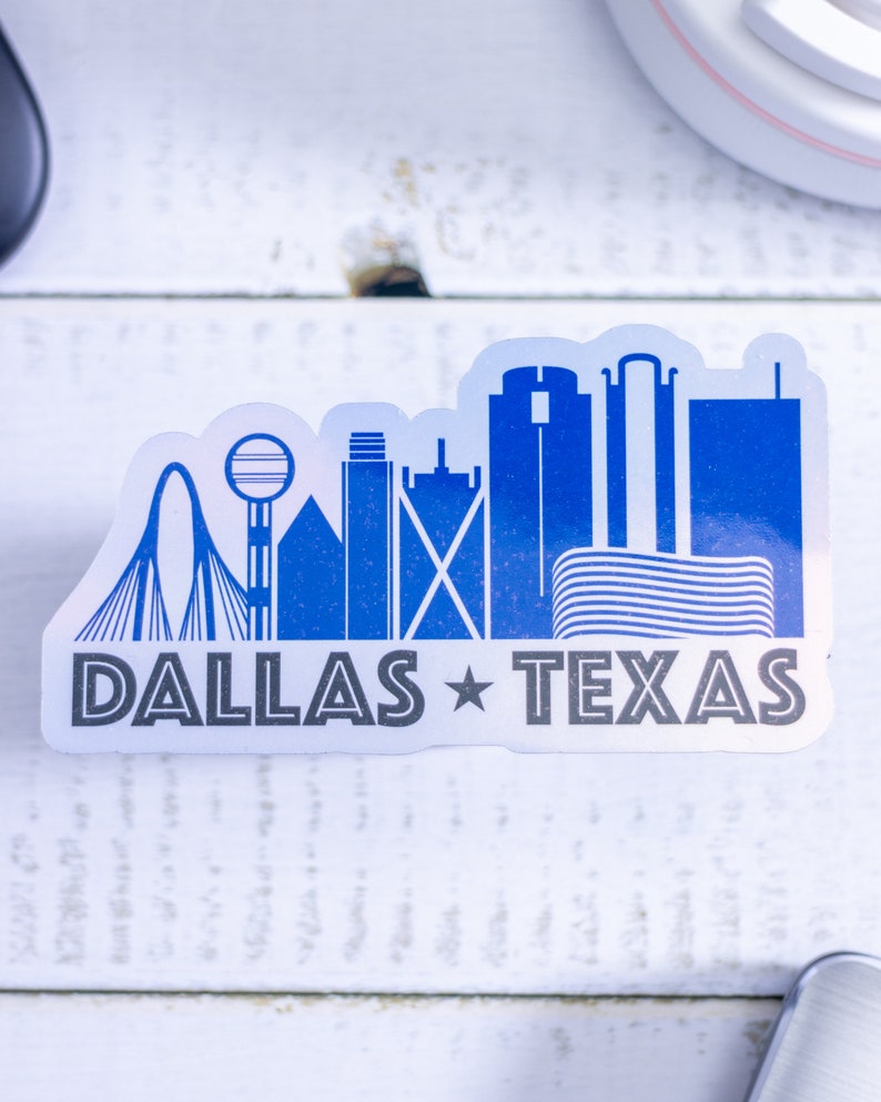 Small Dallas Sticker Dallas Skyline Holographic Sticker. Laptop, Journal, Notepad Stickers ...