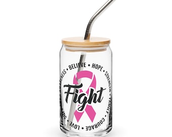 Breast Cancer Fight Can-shaped glass