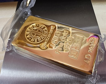 1000 Gramm 1 KG Switzerland Barren / vergoldet / Gold Plated