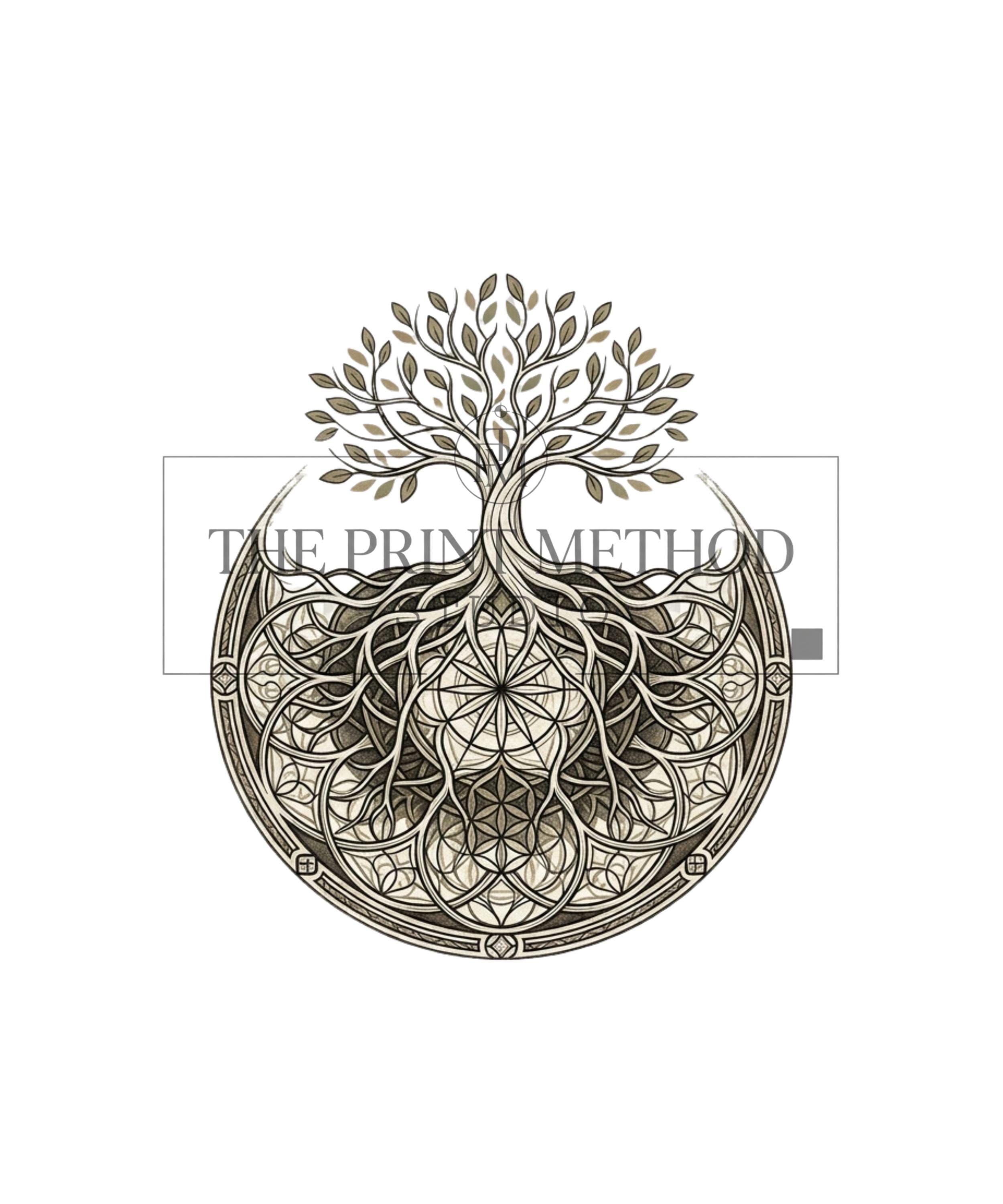 Geometric Roots Graphics Tree of Life Roots PNG | Sacred Geometry SVG PNG | Plant Shirt Design ...