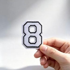 Parche minimalista termoadhesivo con el número 8, aplique bordado, material para manualidades para personalizar chaquetas, vaqueros y mochilas.