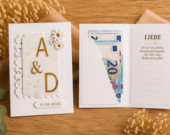Carte de mariage pour un don en espèces, carte de mariage personnalisée, argent offert pour un mariage, carte de mariage