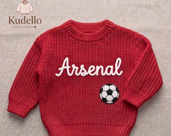 Jersey personalizado del Arsenal, regalo de fútbol para bebé, jersey de punto personalizado, regalo para aficionados de la Premier League