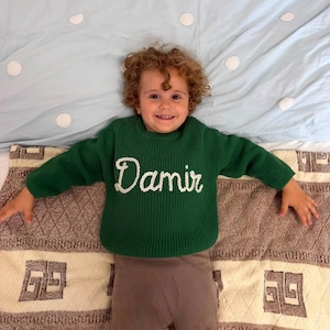Personalized Embroidered Name Baby Sweater, Hand-Knit Toddler Knit Sweatshirt 5.0 (6) By Kudello By Kudello 1 month on Etsy