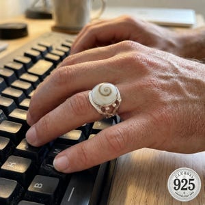 Sterling Silver Shiva Eye Ring • Ornate Filigree Shell Band • 2005 Archive