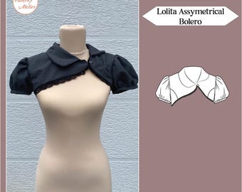 Assymetrisch bolero-naaipatroon lolita | Coquette schouderophalend | Kantoorsirene | Japandi-stijl A4, US Letter en A0 + naai-instructies