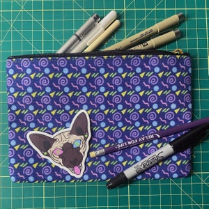 Navy Blue 90&#39;s Inspired Pencil Case Cosmetic Bag