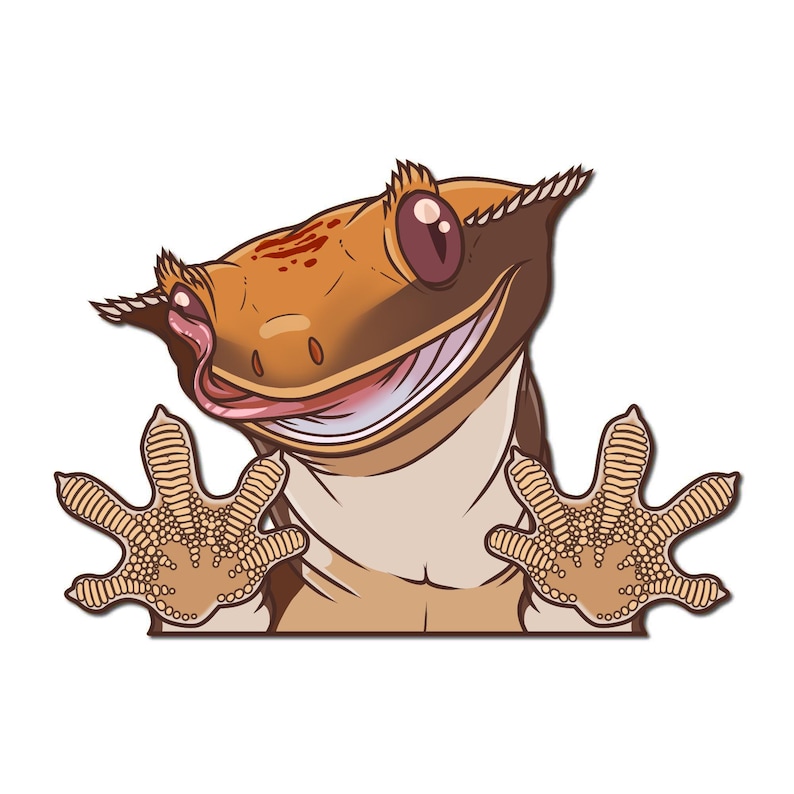 Crested Gecko Peeker Vinyl Decal 5 inch Tricolor